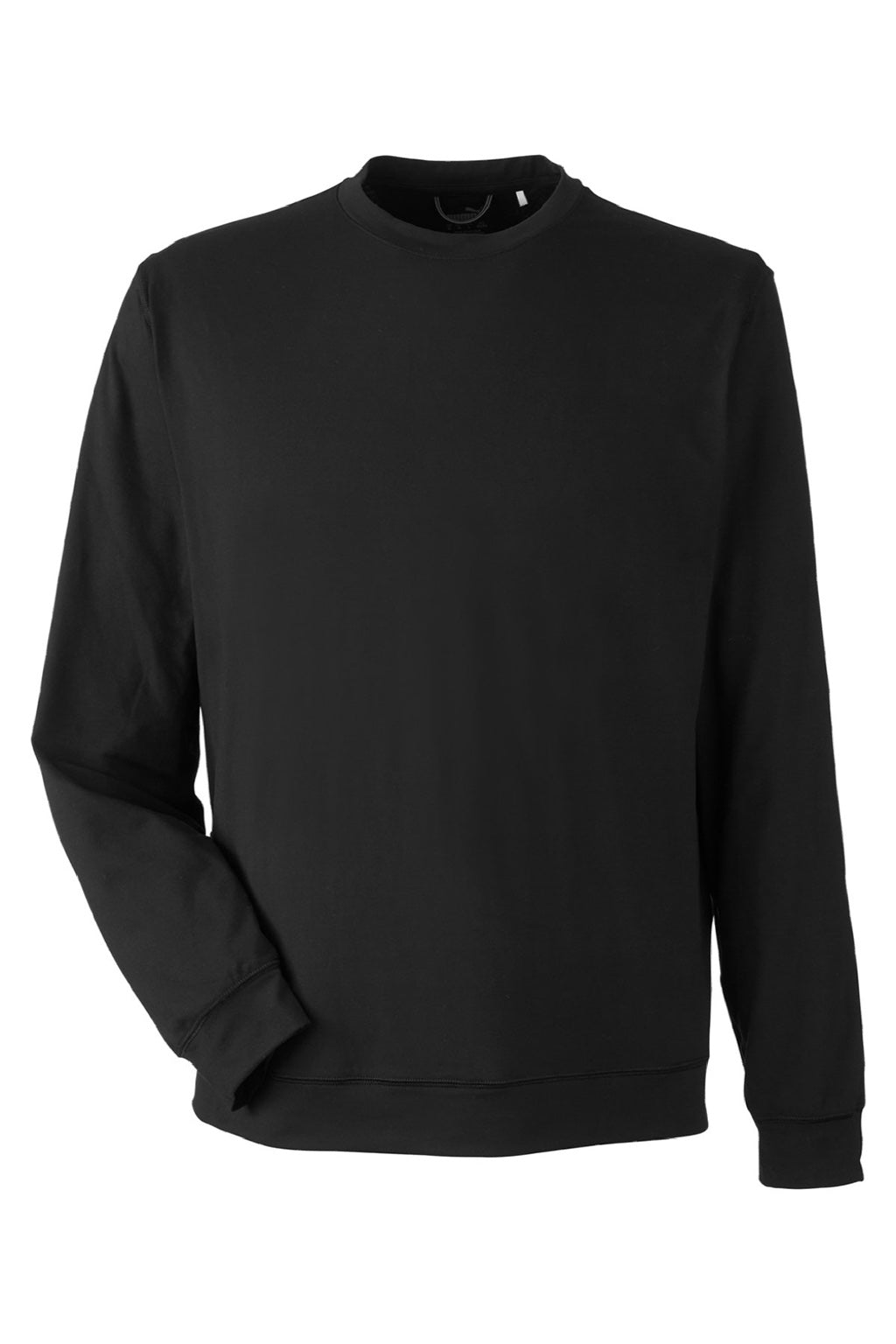 Puma 535500 Mens Cloudspun Moisture Wicking Crewneck Sweatshirt w/ Pocket Black Flat Front