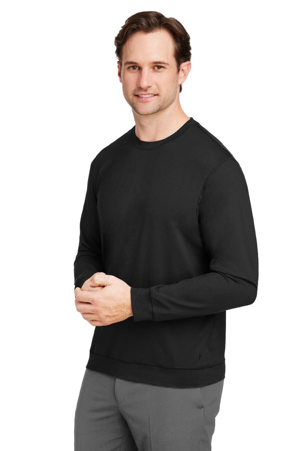 Puma 535500 Mens Cloudspun Moisture Wicking Crewneck Sweatshirt w/ Pocket Black Model 3q