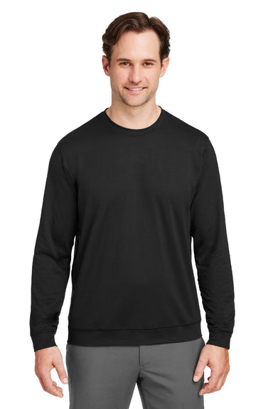 Puma 535500 Mens Cloudspun Moisture Wicking Crewneck Sweatshirt w/ Pocket Black Model Front