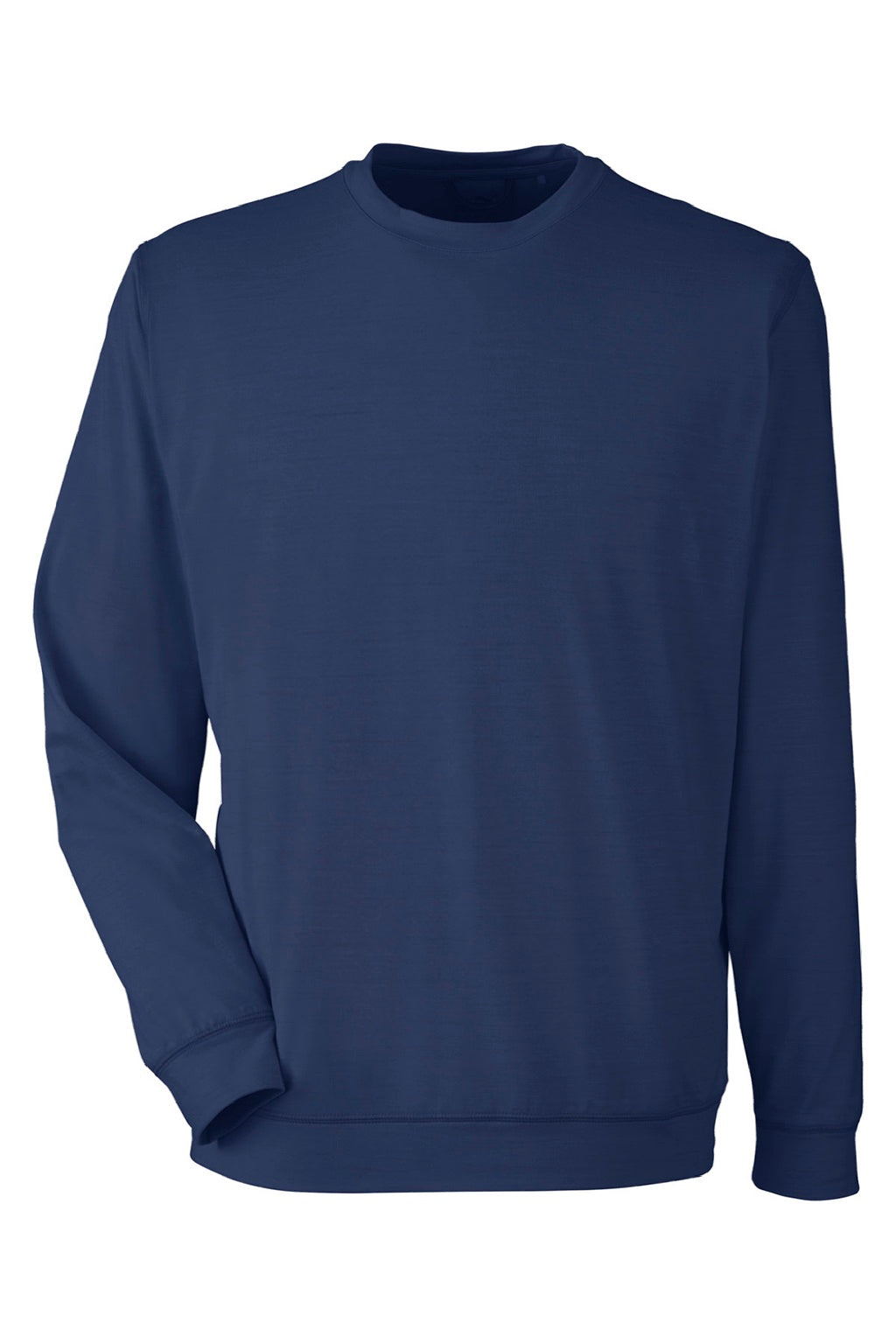 Puma 535500 Mens Cloudspun Moisture Wicking Crewneck Sweatshirt w/ Pocket Heather Navy Blue Flat Front