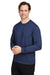 Puma 535500 Mens Cloudspun Moisture Wicking Crewneck Sweatshirt w/ Pocket Heather Navy Blue Model 3q