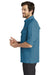 Eddie Bauer EB600 Mens Performance Fishing Moisture Wicking Long Sleeve Button Down Shirt w/ Double Pockets Gulf Teal Blue Model Side