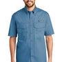 Eddie Bauer Mens Fishing Short Sleeve Button Down Shirt w/ Double Pockets - Blue Gill