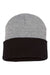 Sportsman Hats SP12T Unisex Color Blocked Cuffed Beanie Heather Grey/Black Flat Front