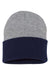 Sportsman Hats SP12T Unisex Color Blocked Cuffed Beanie Heather Grey/Navy Blue Flat Front