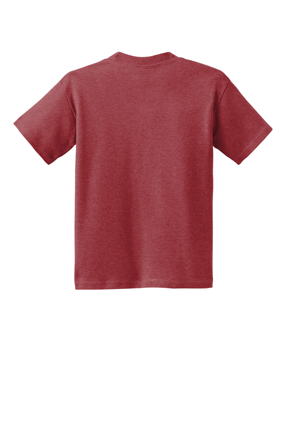 Hanes 5370 Youth EcoSmart Short Sleeve Crewneck T-Shirt Heather Red Flat Back