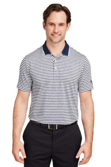 Puma 537447 Mens Mattr Feeder Moisture Wicking Short Sleeve Polo Shirt Navy Blue Model Front