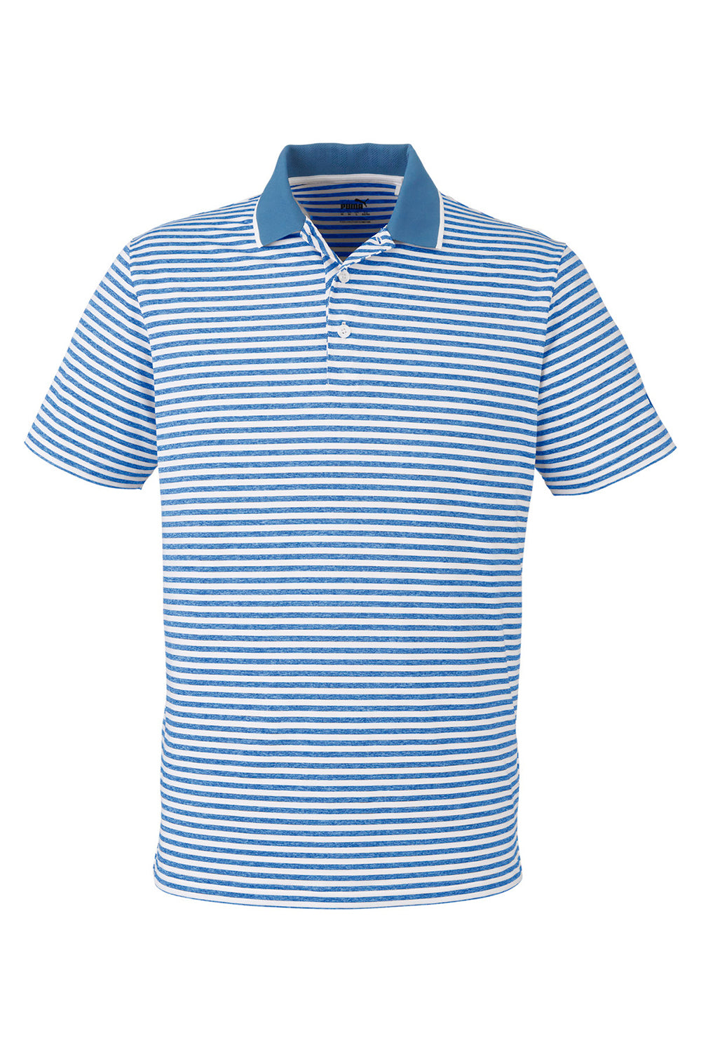 Puma 537447 Mens Mattr Feeder Moisture Wicking Short Sleeve Polo Shirt Lake Blue Flat Front