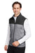 Puma 537465 Mens Cloudspun Moisture Wicking Colorblock Full Zip Vest Black/Quiet Shade Grey Model 3q