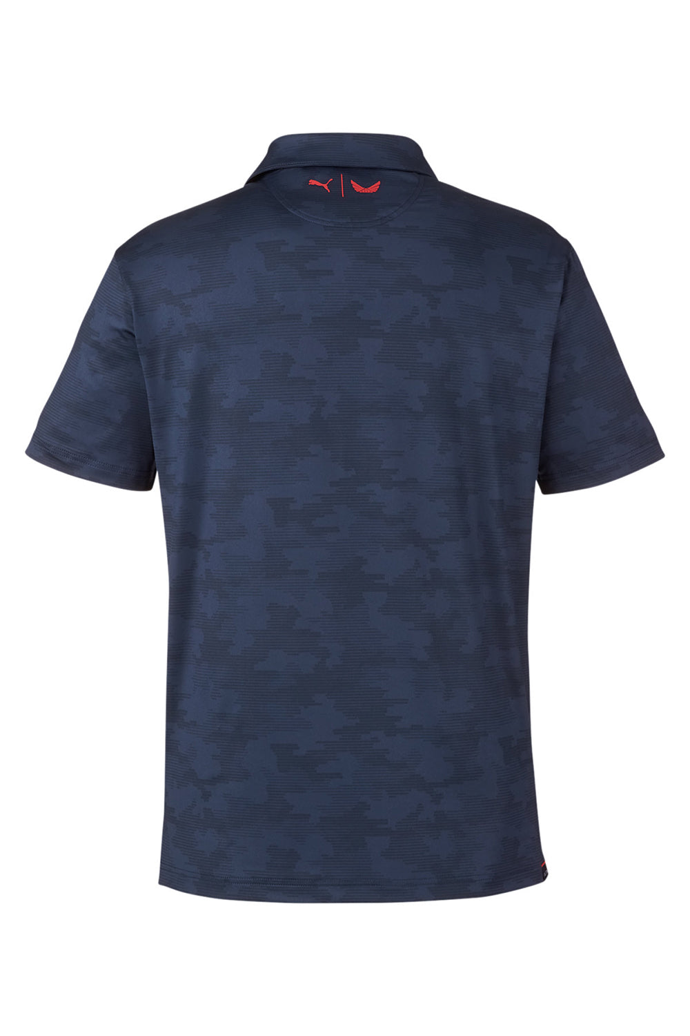 Puma 537471 Mens Volition Moisture Wicking Camo Short Sleeve Polo Shirt Navy Blue Flat Back