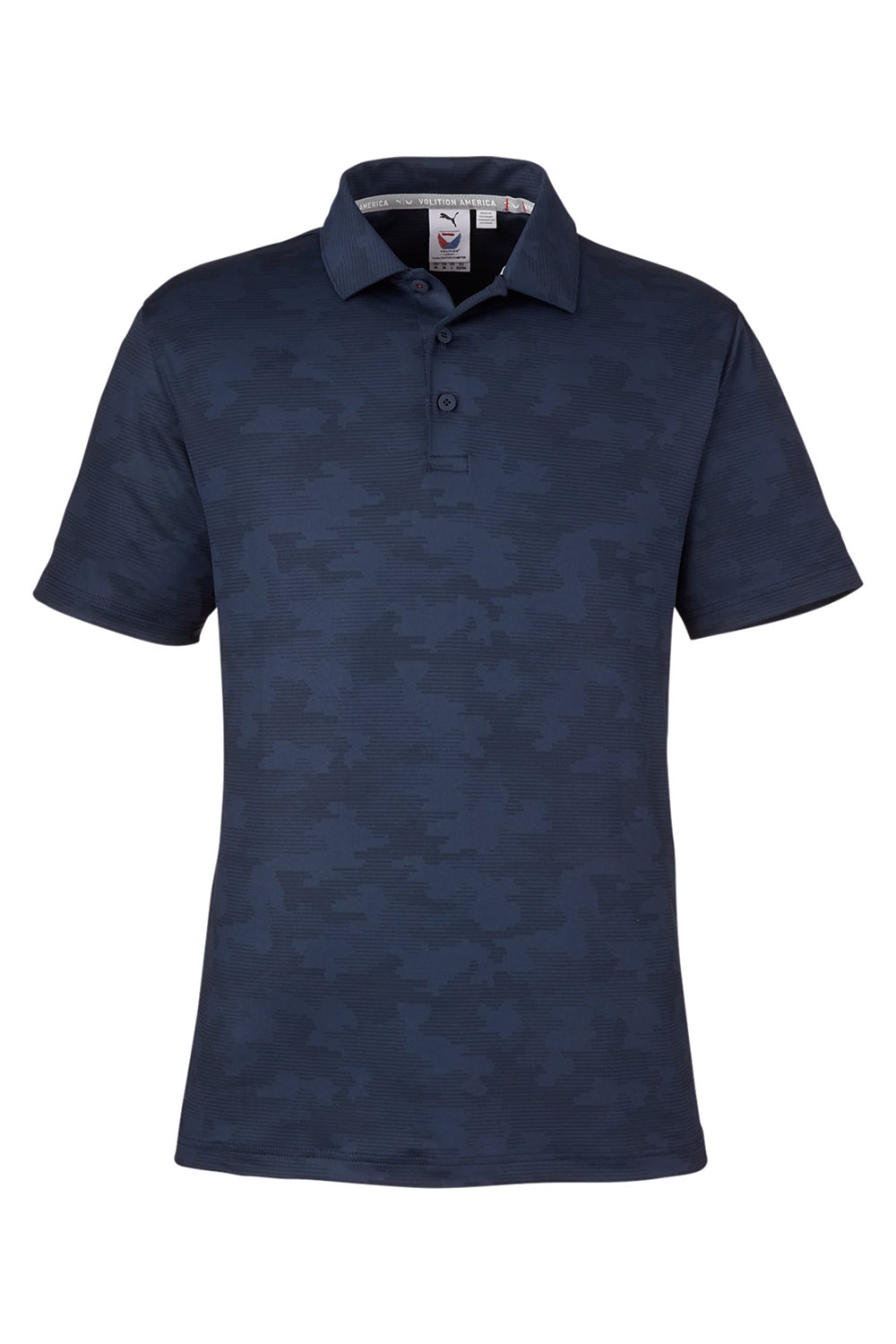 Puma 537471 Mens Volition Moisture Wicking Camo Short Sleeve Polo Shirt Navy Blue Flat Front