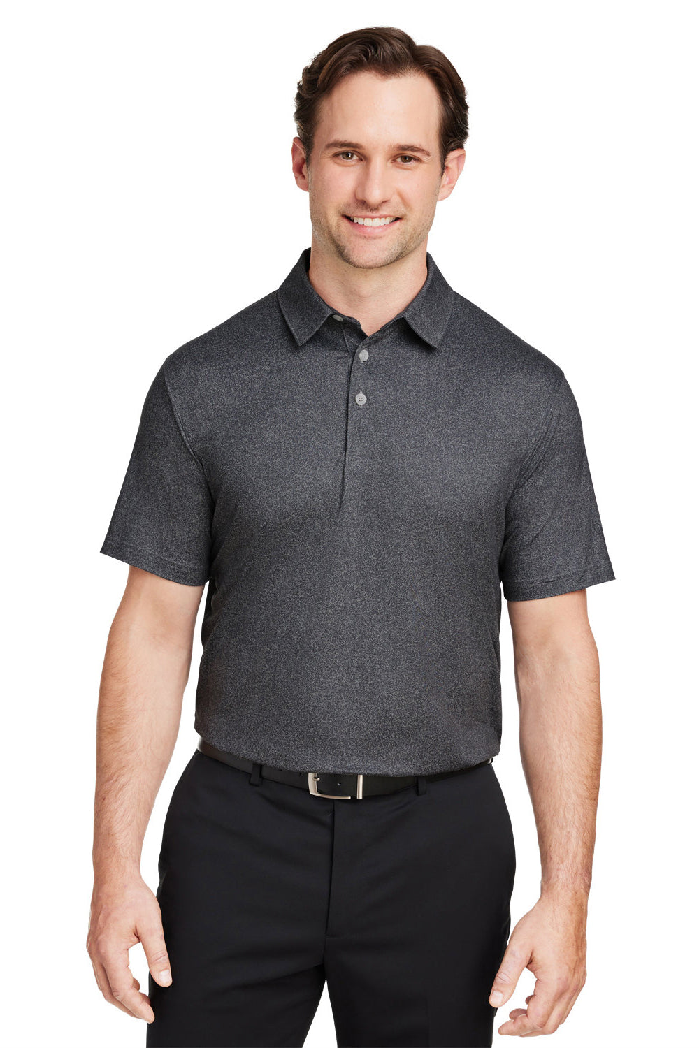 Puma 538748 Mens Cloudspun Primary Moisture Wicking Short Sleeve Polo Shirt Black Model Front