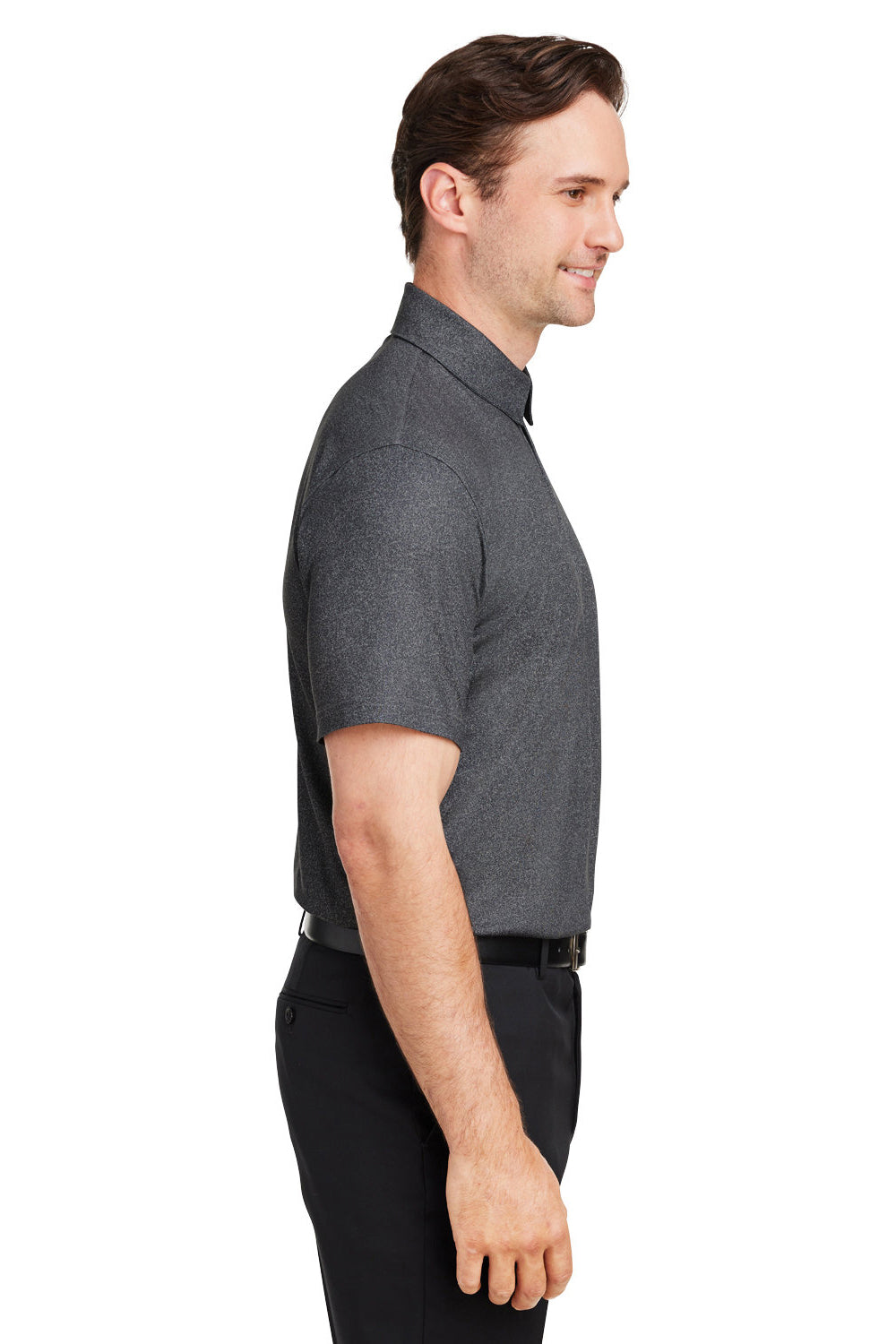 Puma 538748 Mens Cloudspun Primary Moisture Wicking Short Sleeve Polo Shirt Black Model Side