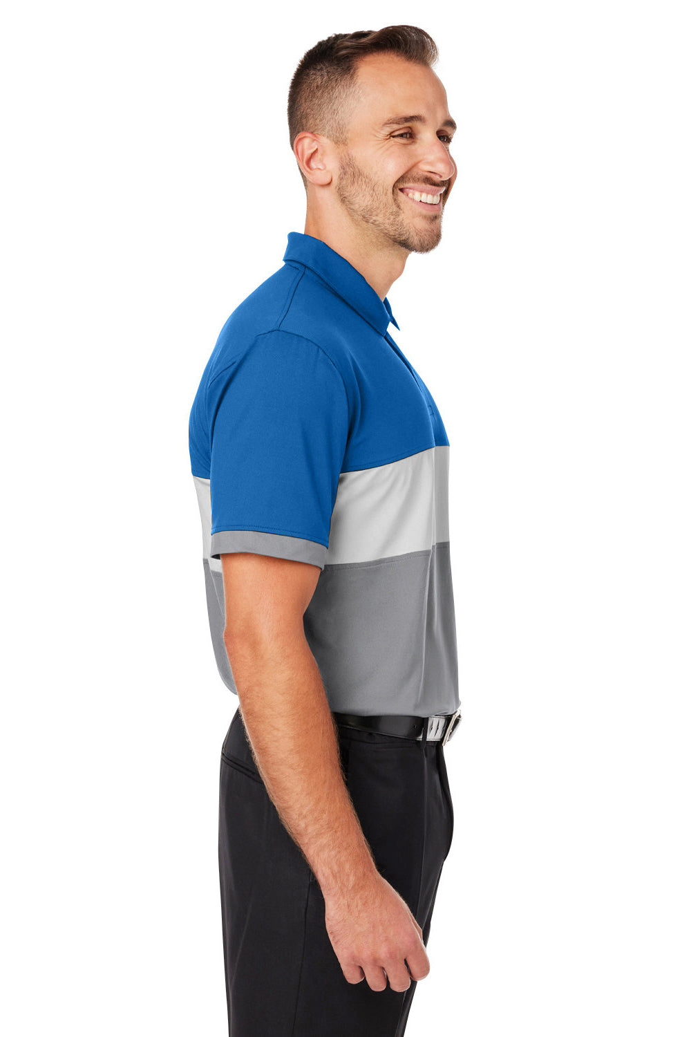 Puma 538930 Mens Cloudspun Highway Moisture Wicking Short Sleeve Polo Shirt Bright Cobalt Blue Model Side