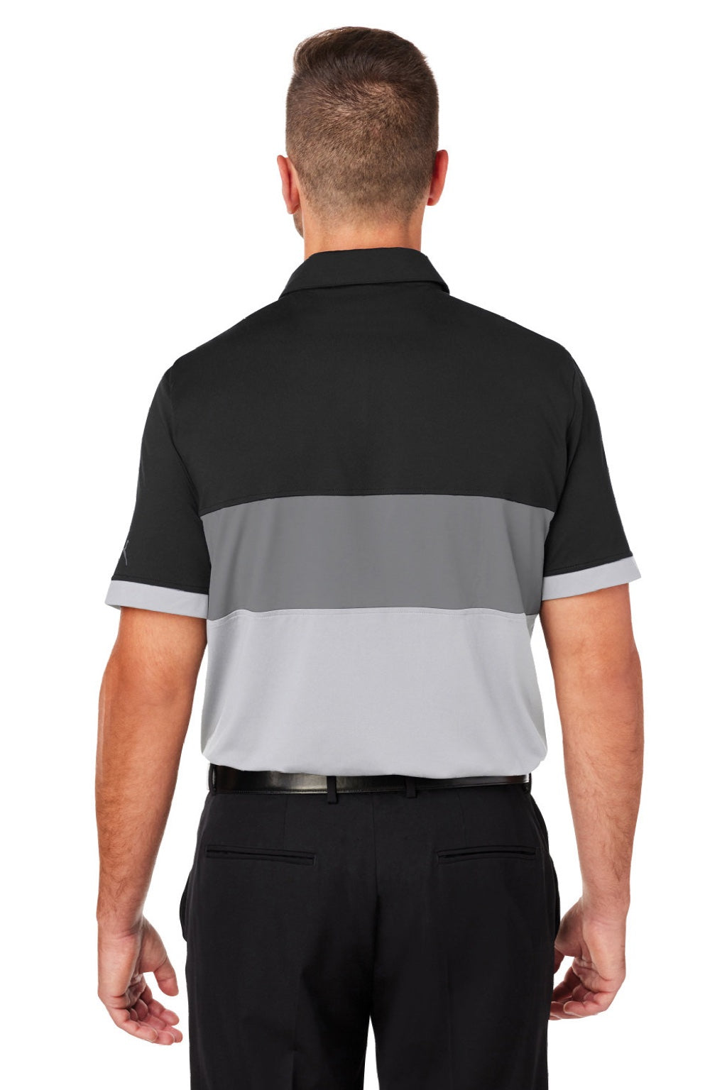 Puma 538930 Mens Cloudspun Highway Moisture Wicking Short Sleeve Polo Shirt Black/Grey Model Back