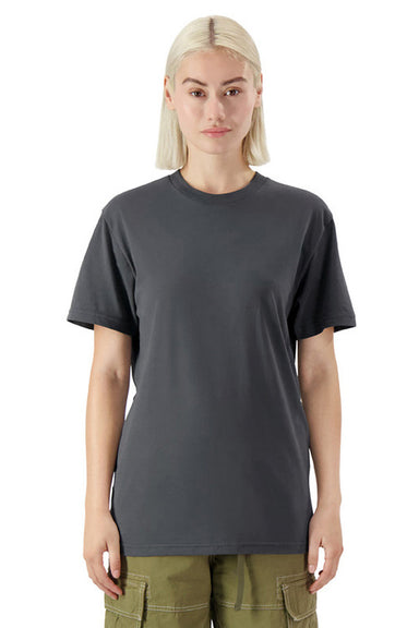 American Apparel 5389 Mens Sueded Cloud Short Sleeve Crewneck T-Shirt Asphalt Grey Model Front