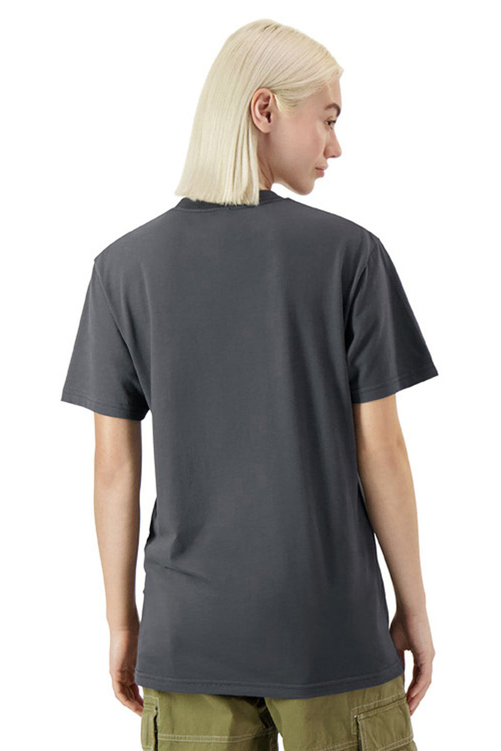 American Apparel 5389 Mens Sueded Cloud Short Sleeve Crewneck T-Shirt Asphalt Grey Model Back