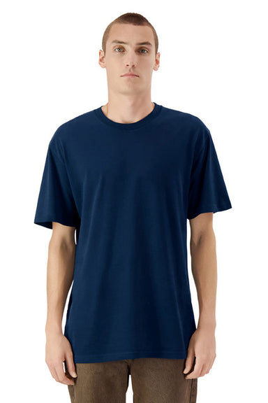 American Apparel 5389 Mens Sueded Cloud Short Sleeve Crewneck T-Shirt Navy Blue Model Front