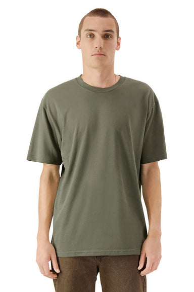 American Apparel 5389 Mens Sueded Cloud Short Sleeve Crewneck T-Shirt Lieutenant Green Model Front