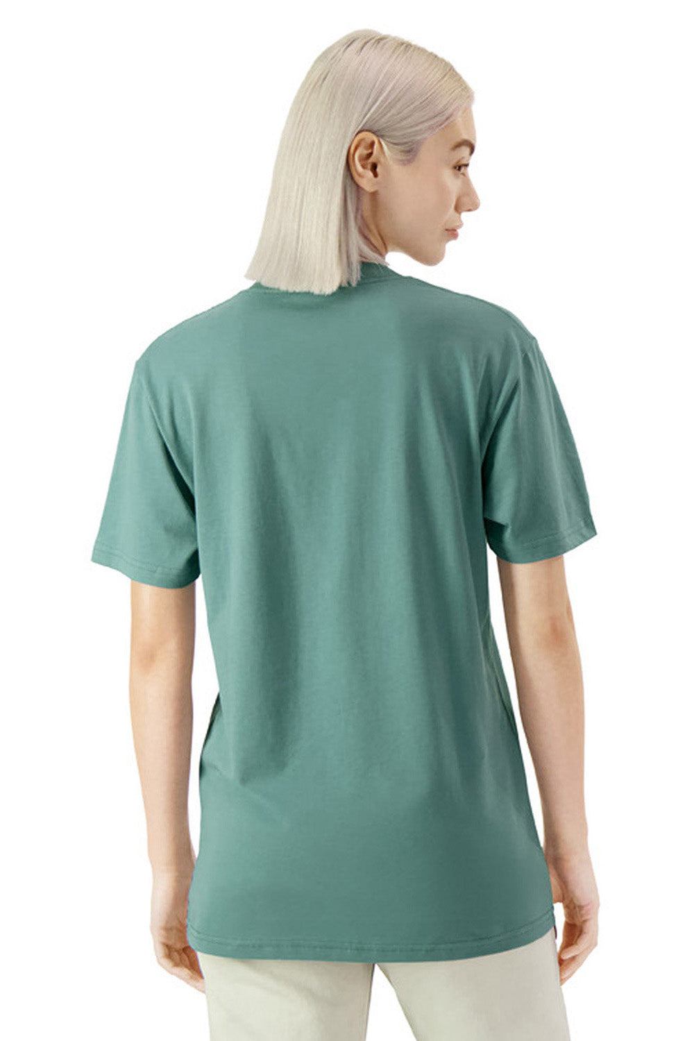 American Apparel 5389 Mens Sueded Cloud Short Sleeve Crewneck T-Shirt Sueded Arctic Model Back