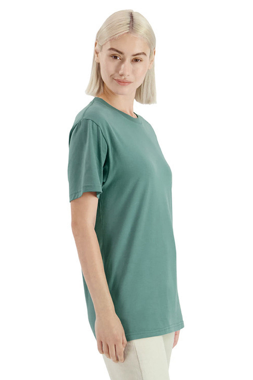 American Apparel 5389 Mens Sueded Cloud Short Sleeve Crewneck T-Shirt Arctic Green Model Side