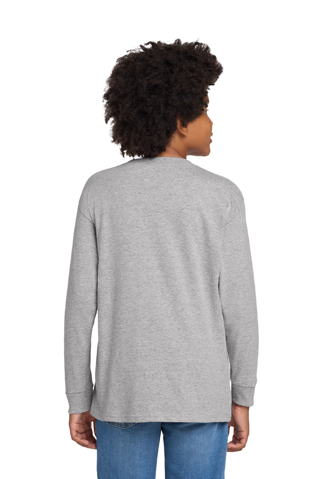 Gildan 5400B Youth Long Sleeve Crewneck T-Shirt Sport Grey Model Back