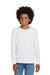 Gildan 5400B Youth Long Sleeve Crewneck T-Shirt White Model Front