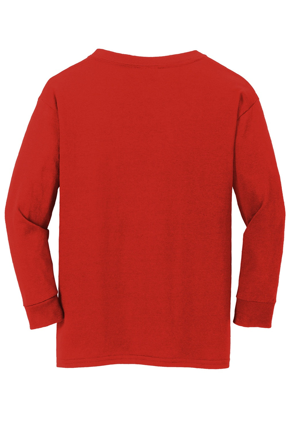 Gildan 5400B Youth Long Sleeve Crewneck T-Shirt Red Flat Back