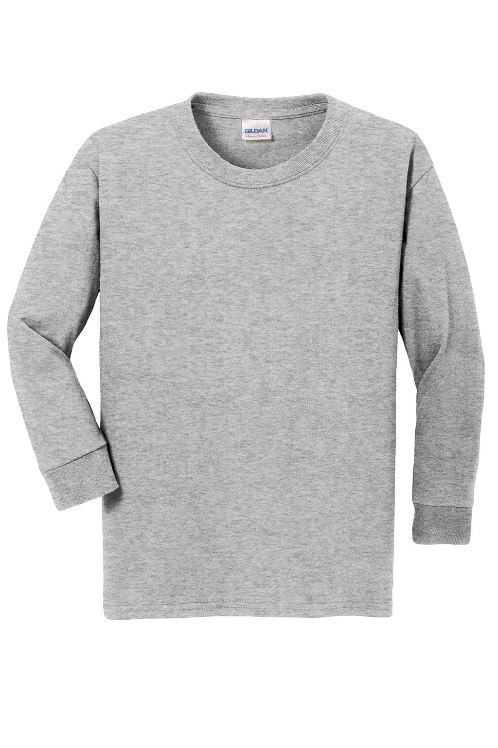 Gildan 5400B Youth Long Sleeve Crewneck T-Shirt Sport Grey Flat Front