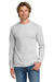 Gildan 5400 Mens Long Sleeve Crewneck T-Shirt Ash Grey Model Front