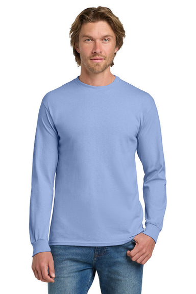 Gildan 5400 Mens Long Sleeve Crewneck T-Shirt Carolina Blue Model Front