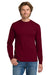 Gildan 5400 Mens Long Sleeve Crewneck T-Shirt Garnet Red Model Front