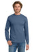 Gildan 5400 Mens Long Sleeve Crewneck T-Shirt Indigo Blue Model Front