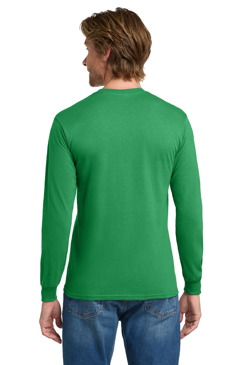 Gildan 5400 Mens Long Sleeve Crewneck T-Shirt Irish Green Model Back