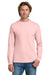 Gildan 5400 Mens Long Sleeve Crewneck T-Shirt Light Pink Model Front