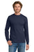Gildan 5400 Mens Long Sleeve Crewneck T-Shirt Navy Blue Model Front