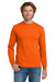 Gildan 5400 Mens Long Sleeve Crewneck T-Shirt Orange Model Front