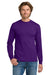 Gildan 5400 Mens Long Sleeve Crewneck T-Shirt Purple Model Front