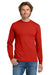 Gildan 5400 Mens Long Sleeve Crewneck T-Shirt Red Model Front