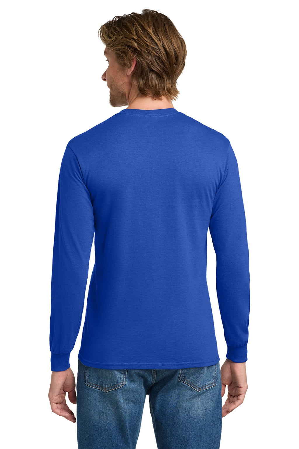Gildan 5400 Mens Long Sleeve Crewneck T-Shirt Royal Blue Model Back