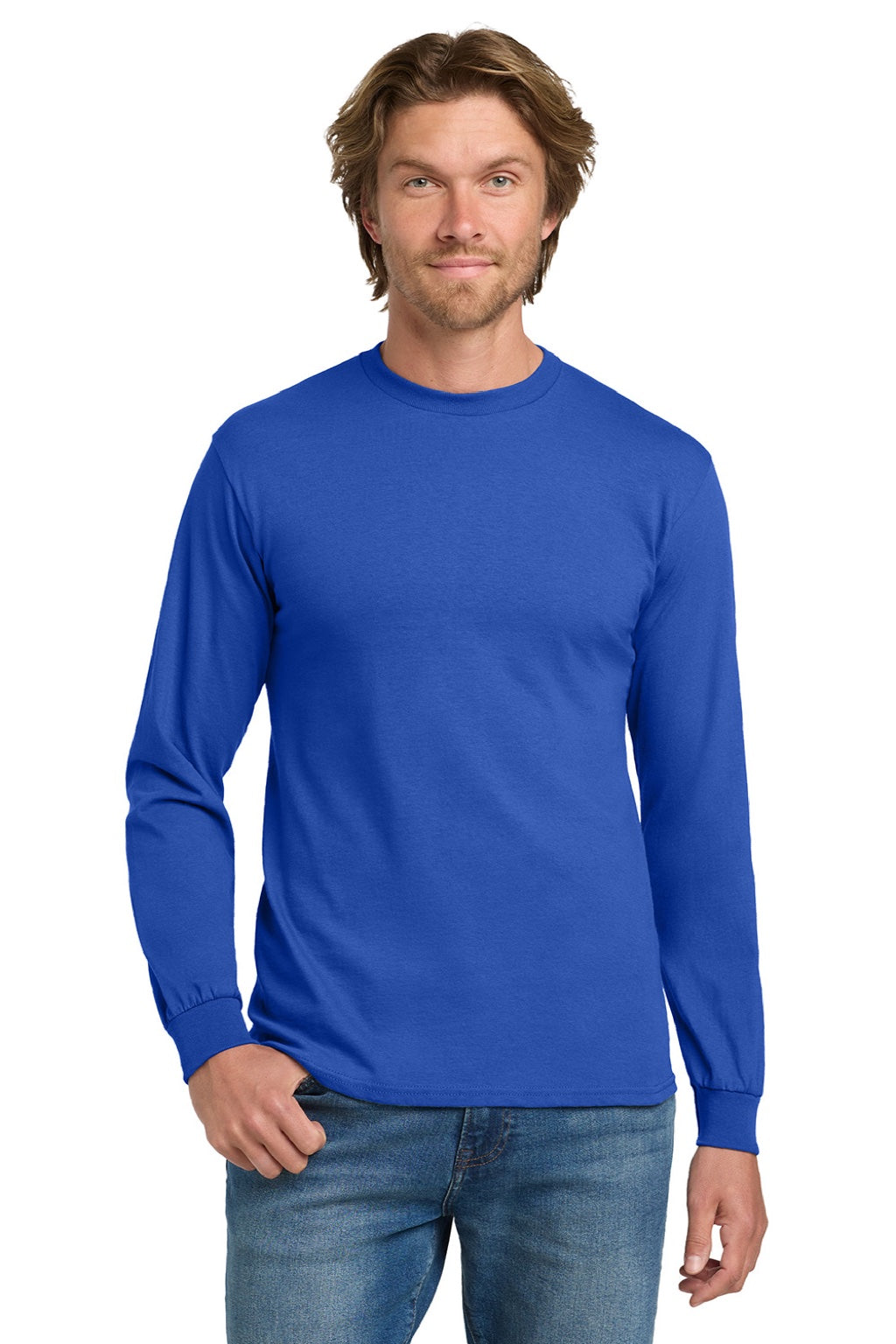 Gildan 5400 Mens Royal Blue Long Sleeve Crewneck T-Shirt