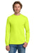 Gildan 5400 Mens Long Sleeve Crewneck T-Shirt Safety Green Model Front