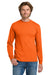 Gildan 5400 Mens Long Sleeve Crewneck T-Shirt Safety Orange Model Front