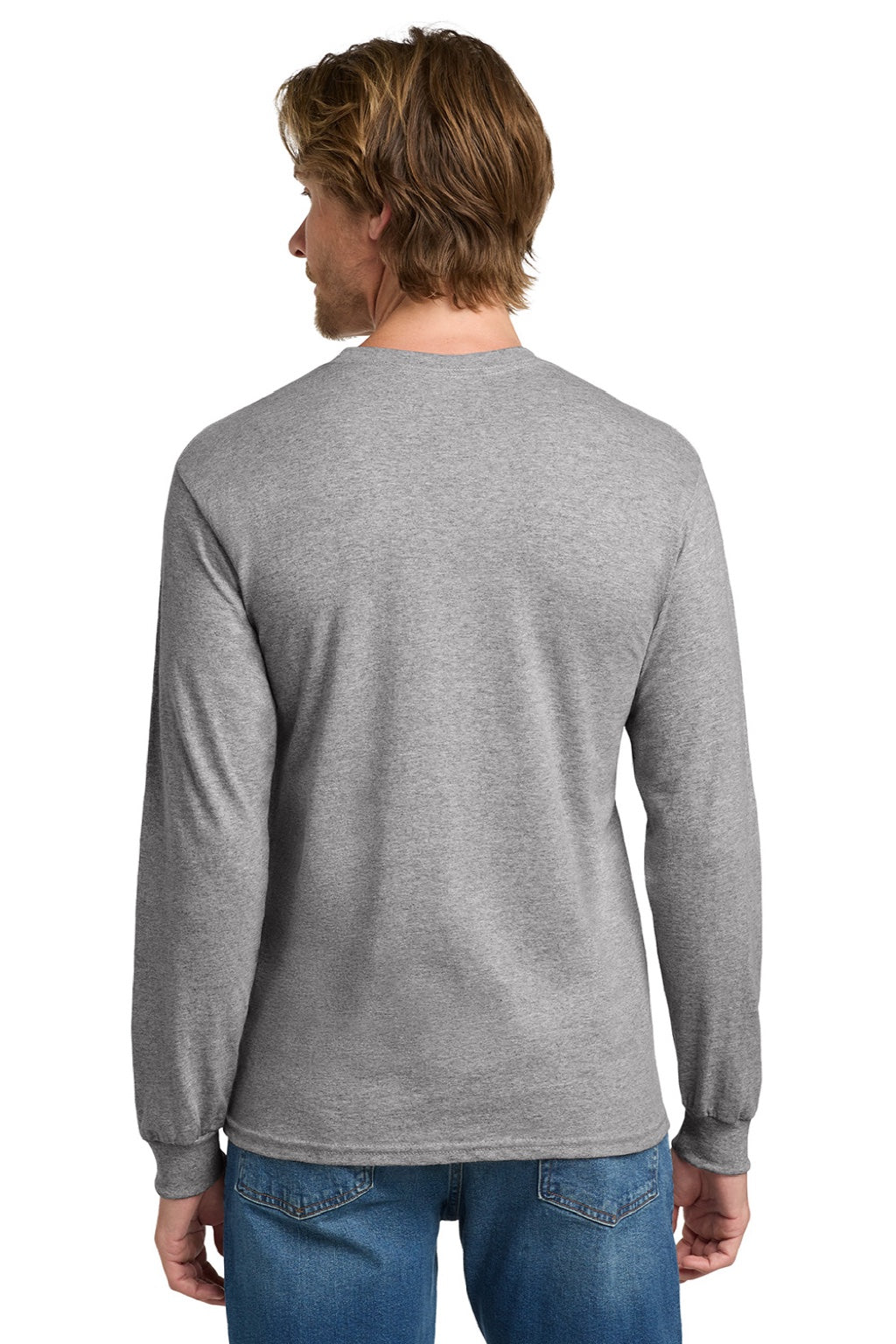 Gildan 5400 Mens Long Sleeve Crewneck T-Shirt Sport Grey Model Back