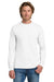 Gildan 5400 Mens Long Sleeve Crewneck T-Shirt White Model Front