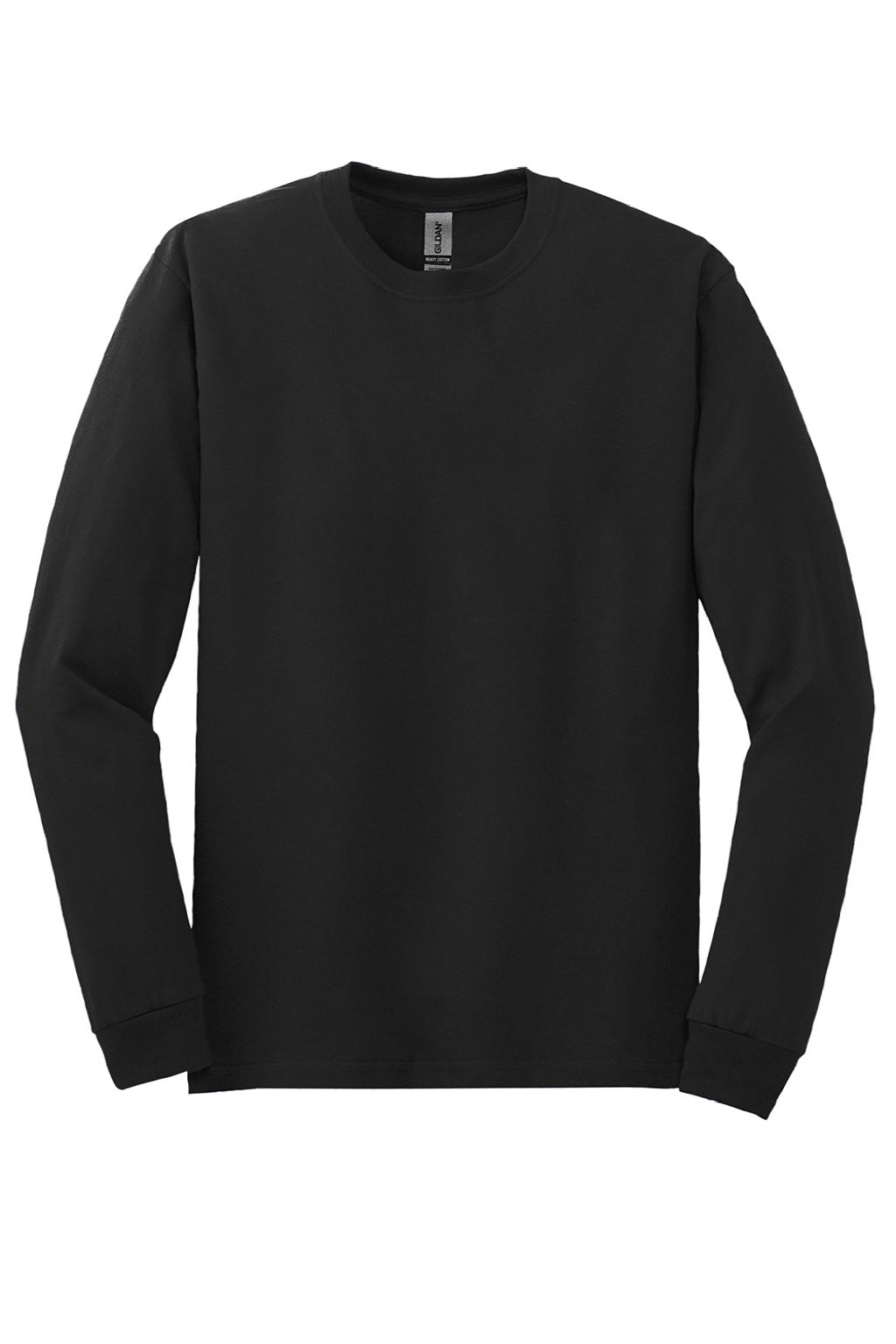 Gildan 5400 Mens Long Sleeve Crewneck T-Shirt Black Flat Front