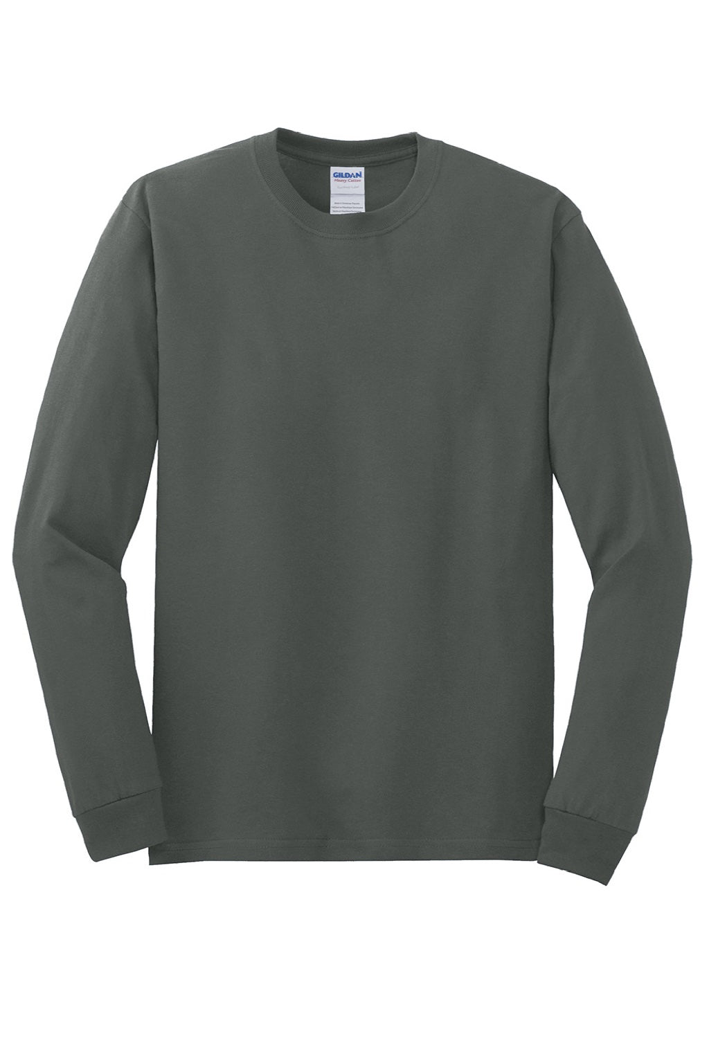Gildan 5400 Mens Long Sleeve Crewneck T-Shirt Charcoal Grey Flat Front