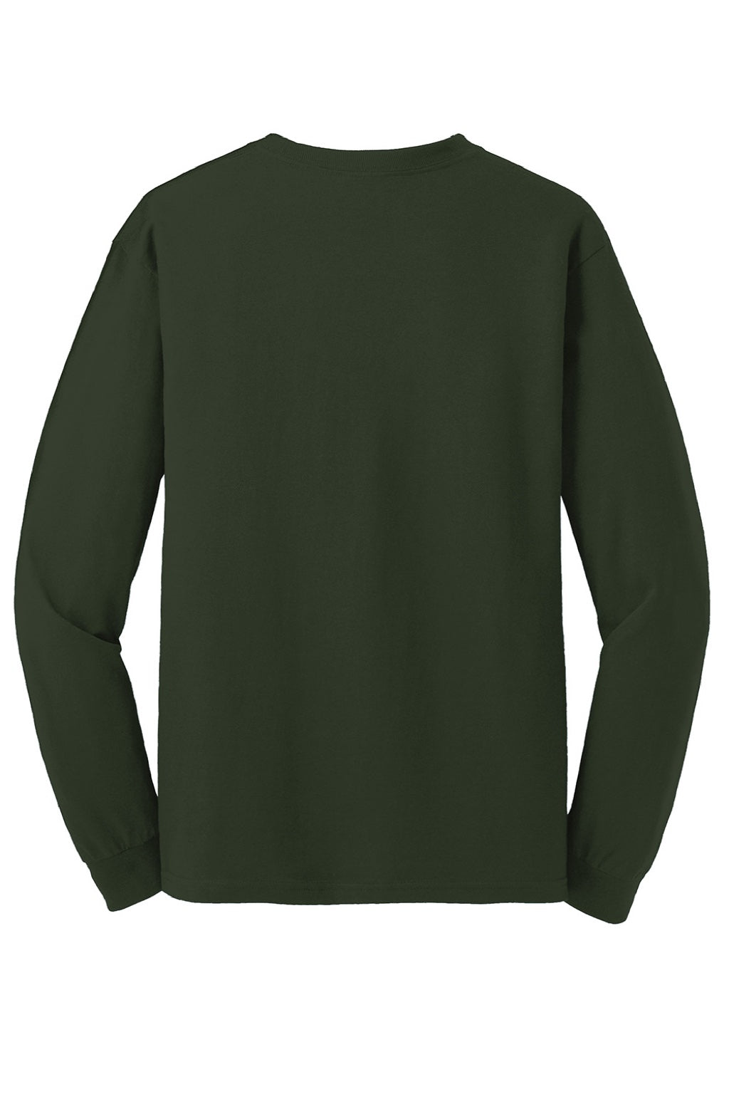 Gildan 5400 Mens Long Sleeve Crewneck T-Shirt Forest Green Flat Back