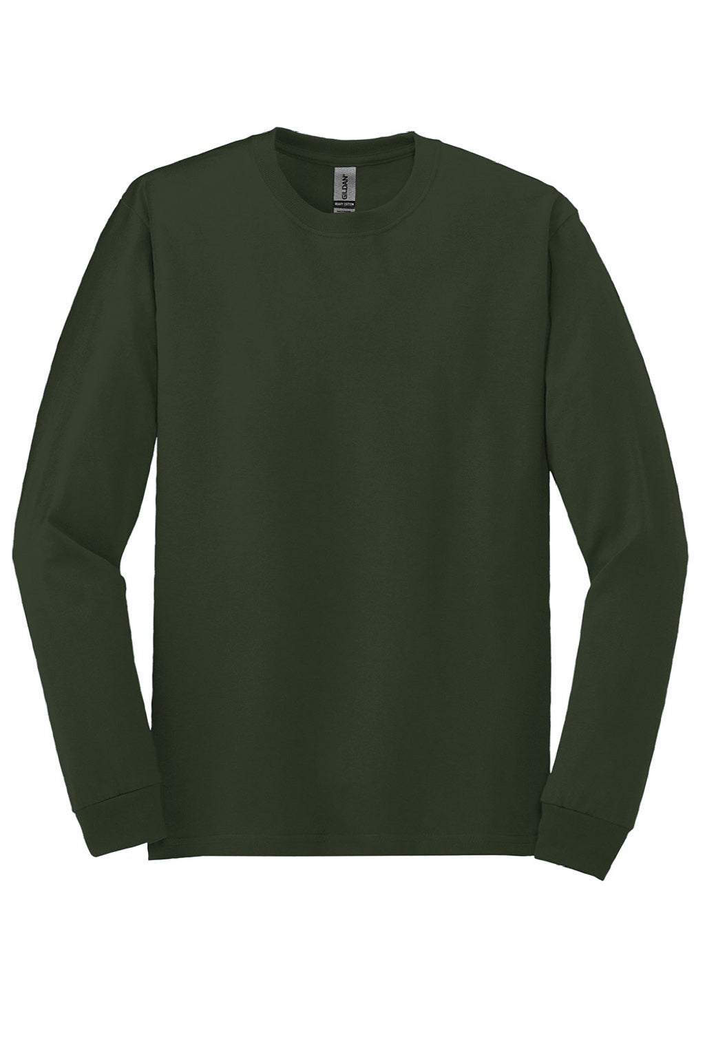 Gildan 5400 Mens Long Sleeve Crewneck T-Shirt Forest Green Flat Front