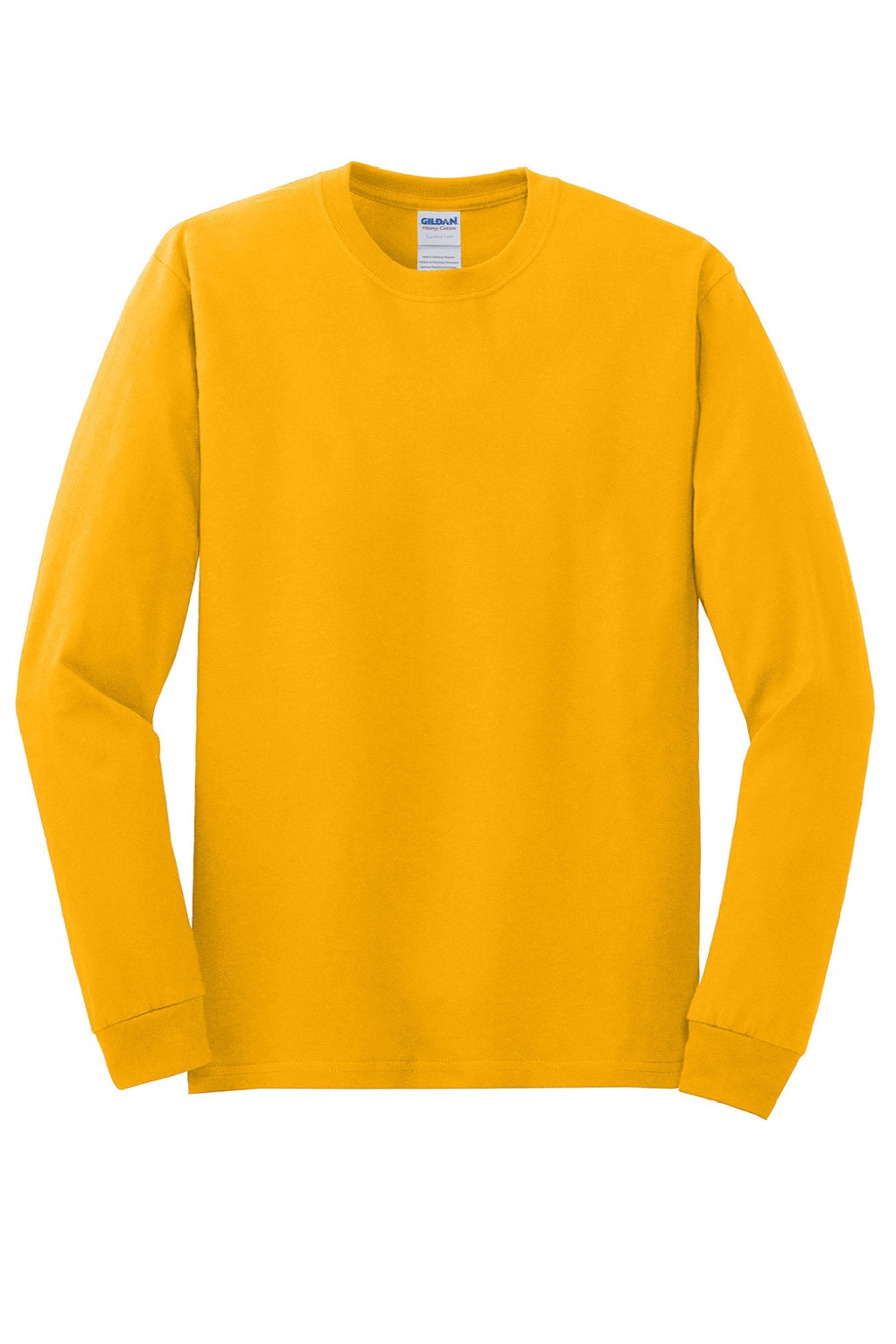 Gildan 5400 Mens Long Sleeve Crewneck T-Shirt Gold Flat Front